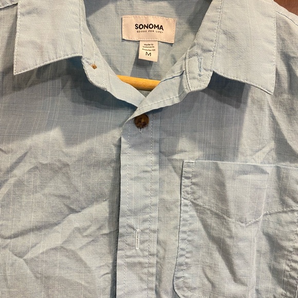 SONOMA Goods For Life Boys Short Sleeve Button Blue Up Down Shirt Size Medium - Picture 5 of 5